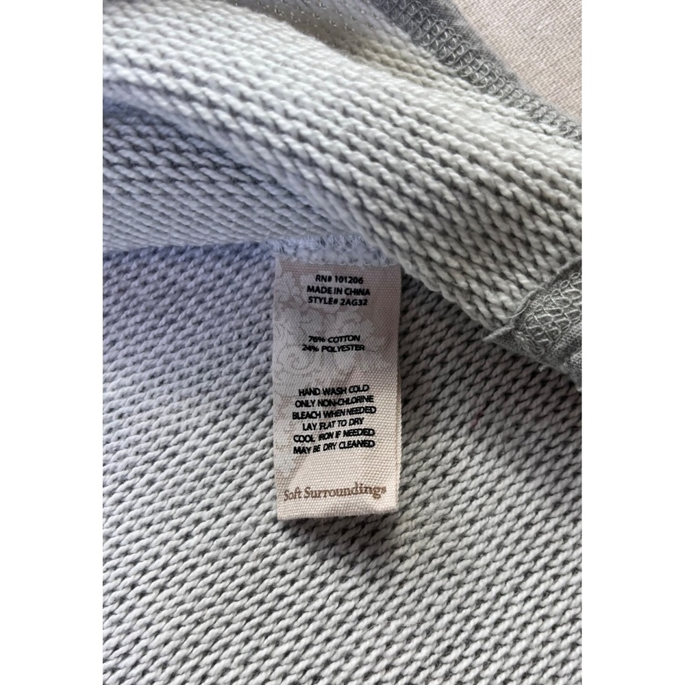 Soft Surroundings Just Beachy Hooded Henley Womens sz S Gray Pullover Top Spring - Picture 10 of 15
